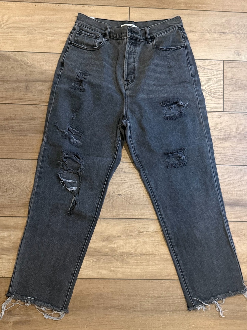Pacsun Distressed High-Waist Black Mom Jeans